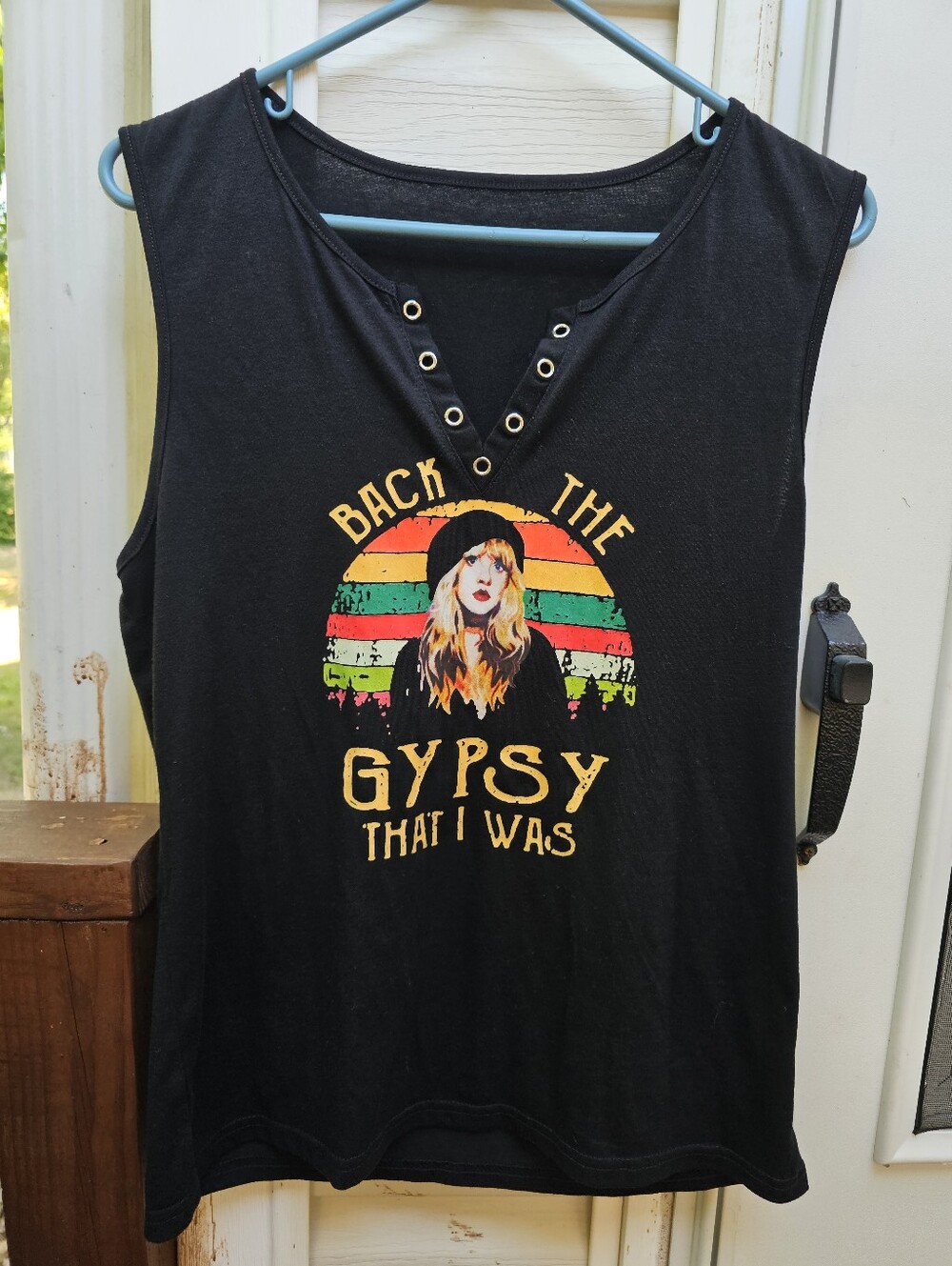 Stevie‎ Nicks Back To The Gypsy That I Was Black Tank Top V-Neck Small Shirt